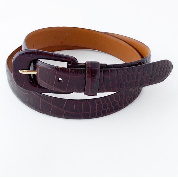 Ralph Lauren Italian Leather Alligator Embossed Belt - Picture 1 of 9